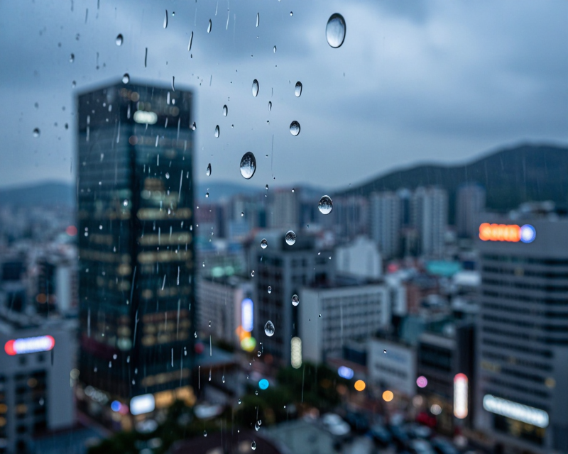 Rainy Seoul Cityscape
