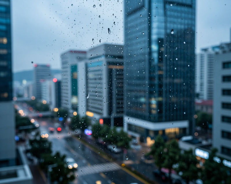 Rainy Urban Atmosphere in Korea