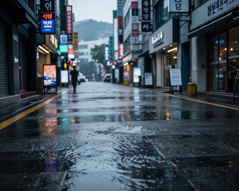 Rainy Seoul Street